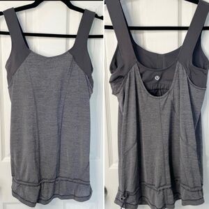 Lululemon Run For Your Life Tank Black Gray Silvercent Built-in Bra Size 6